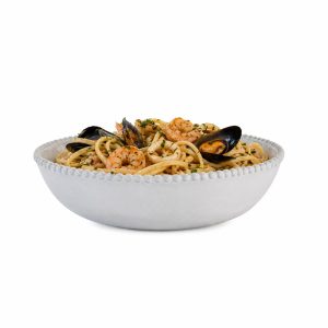Pasta / Serving Bowl Set: 4 x 22cm Organic Bead Bowls, Ceramic