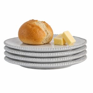 Side Plate Set: 4 x 22cm x 20cm Organic Bead Plates, Ceramic