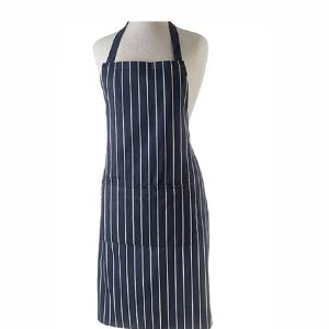 Apron: Butchers Stripe Apron, Navy Blue