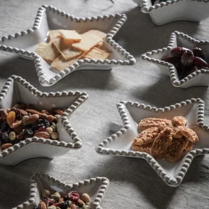 Snack Plate Set: 3 x Beaded Star Plates, Stoneware