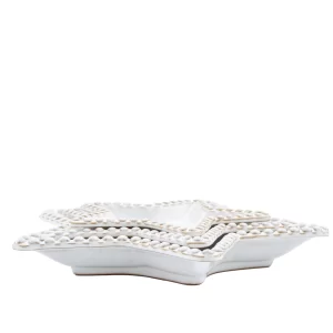 Snack Plate Set: 3 x Beaded Star Plates, Stoneware