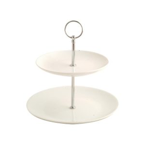 Tiered Cake Stand: 2 Tier White Cake Stand, Porcelain