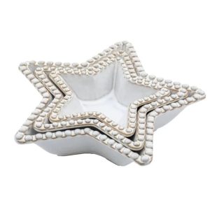 Snack Bowl Set: 3 x Beaded Star Bowls, Stoneware