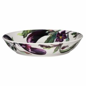 Pasta Bowl: 24cm Emma Bridgewater Aubergine & Flowers Medium Pasta Bowl, Ceramic