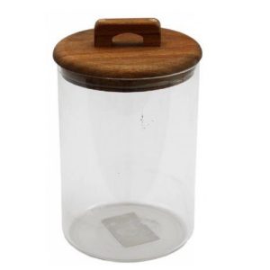 Storage Jar: Exmouth Glass Storage Jar with Acacia Lid, 1.6 Litre