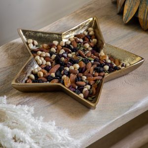 Snack Tray/Tray: 31.5cm Gold Star Tray, Aluminium