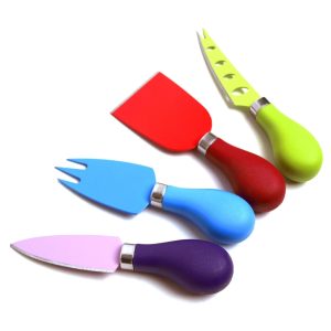 Cheese Knife Set: 4 Piece Colured Cheese Knife Set, Non-Stick