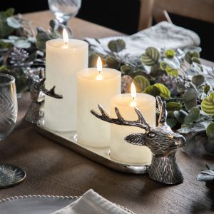 Candle Holder: 3 Candle Stag Candle Holder, Aluminium