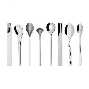 Coffee Spoon Set: 8 x Alessi Caffe Coffee Spoons, Stainless Steel