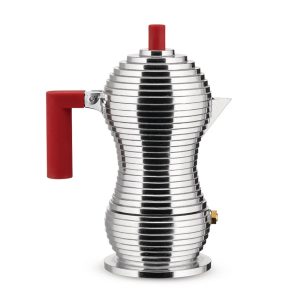 Italian Espresso Coffee Maker: 3 Cup Alessi Red Pulcina, Aluminium