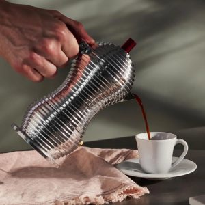 Italian Espresso Coffee Maker: 3 Cup Alessi Red Pulcina, Aluminium
