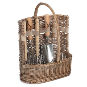 Garden Basket: 36cm x 23cm Large Antique Wash Garden Tool Basket, Willow