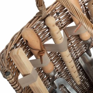 Garden Basket: 36cm x 23cm Large Antique Wash Garden Tool Basket, Willow