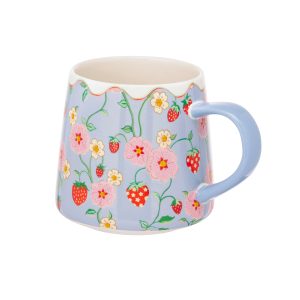 Mug: 1 x 340ml Cath Kidston Gallery Table Strawberry Blue Billie Mug, Ceramic