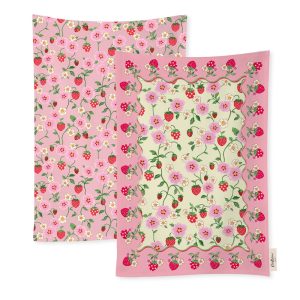 Tea Towels: 2 x Cath Kidston Strawberry Tea Towels, 100% Cotton