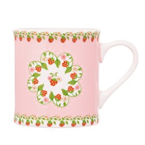 Mug: 1 x 275ml Cath Kidston Strawberry Border Pink Mollie Mug, Ceramic