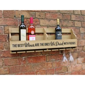 Bottle Rack: 8 Bottle / Glass Wall Mounted Wine Rack, Wood