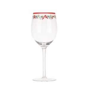 Wine Glass: 1 x 43cl Cath Kidston, Feels Like Home Rose Edged Wine Glass, Glass
