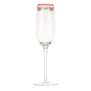 Champagne Flute: 1 x 280cl Cath Kidston, Feels Like Home Rose Edged Flutes, Glass