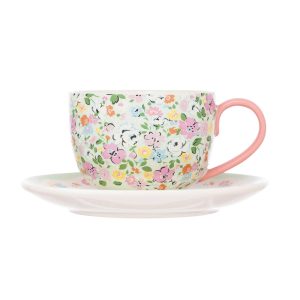 Tea Cup and Saucer: 1 x 230ml Cath Kidston Feels Like Home Tea Cup and Saucer