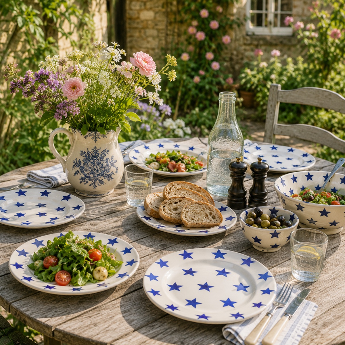 Breakfast/Salad Plate: 1 x 21.5cm Emma Bridgewater Breakfast Plate Blue Star, Ceramic - Image 2