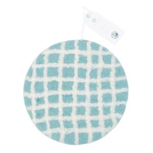 Trivet: 1 x 21cm Checked Felt Trivet, Blue