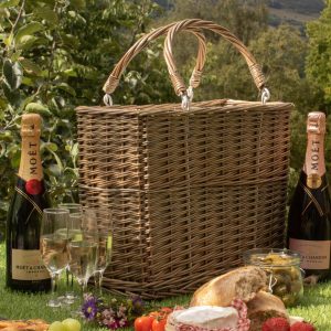 Drink Carrier: 40cm Rectangular Cooler Basket, Wicker