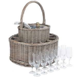 Drink Carrier: 46cm Round Champagne / Wine Carrier, Wicker
