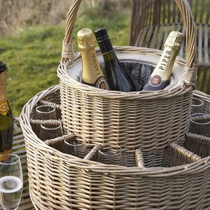 Drink Carrier: 46cm Round Champagne / Wine Carrier, Wicker