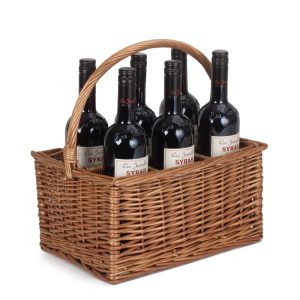 Bottle Carrier: 6 Bottle Basket, Wicker