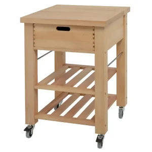 Butchers Trolley: 1 Drawer Lambourn Trolley with Beechwood Top, Assembled