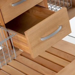 Butchers Trolley: 2 Drawer Aldbourne Heavy Duty Trolley with Beechwood Top, Assembled