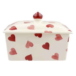 Butter Dish: Emma Bridgewater Pink Hearts Butter Dish, Ceramic