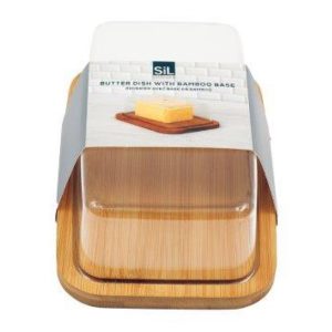 Butter Dish: Butter Dish with Acrylic Top and Bamboo Base