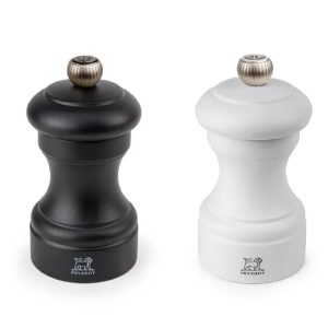 Salt and Pepper Grinder Set: 10cm Peugeot Bistro Salt & Pepper Mill Set, Black and White