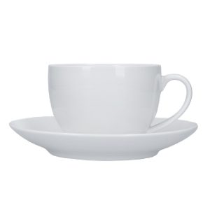 Tea Cup and Saucer: 1 x 280ml Maxwell & Williams White Basic Tea Cup and Saucer, Porcelain