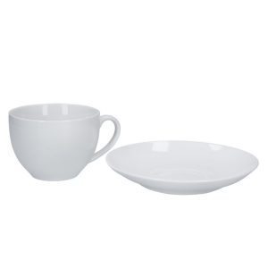 Tea Cup and Saucer: 1 x 280ml Maxwell & Williams White Basic Tea Cup and Saucer, Porcelain