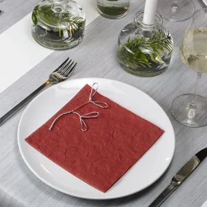 Paper Napkins: 33 x Red Mistletoe Embossed Napkins