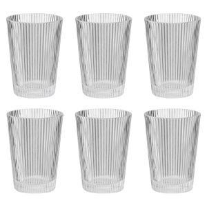 Hi Ball Glasses: 6 x 240ml Pilastro Ridged Glass Set, Glass
