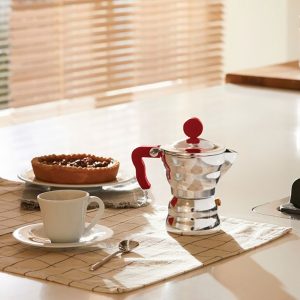 Italian Espresso Coffee Maker: 1 Cup Alessi Red, Aluminium