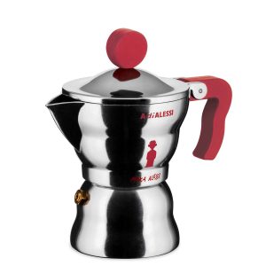 Italian Espresso Coffee Maker: 1 Cup Alessi Red, Aluminium