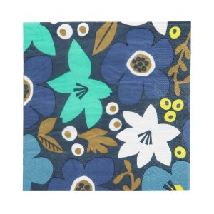 Paper Napkins: 20 x Blue Floral Napkins