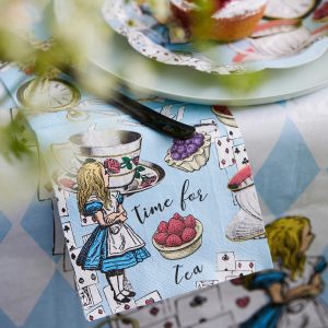 Paper Cocktail Napkins: 20 x Alice in Wonderland Blue Cocktail Napkins