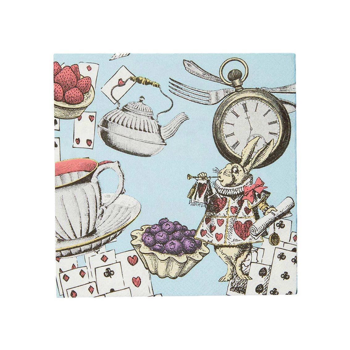 Paper Cocktail Napkins: 20 x Alice in Wonderland Blue Cocktail Napkins