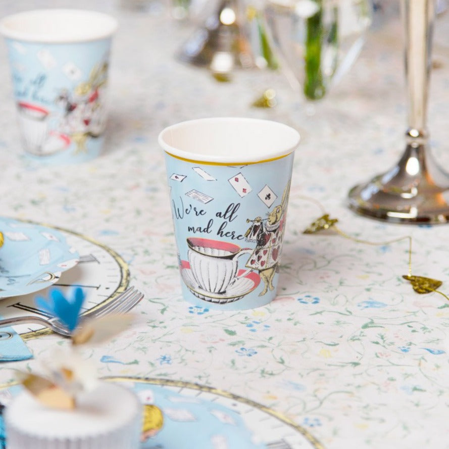 Paper Cups: 8 x Alice in Wonderland Blue Cups - Image 6