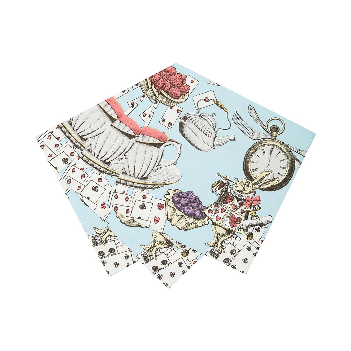 Paper Cocktail Napkins: 20 x Alice in Wonderland Blue Cocktail Napkins - Image 4