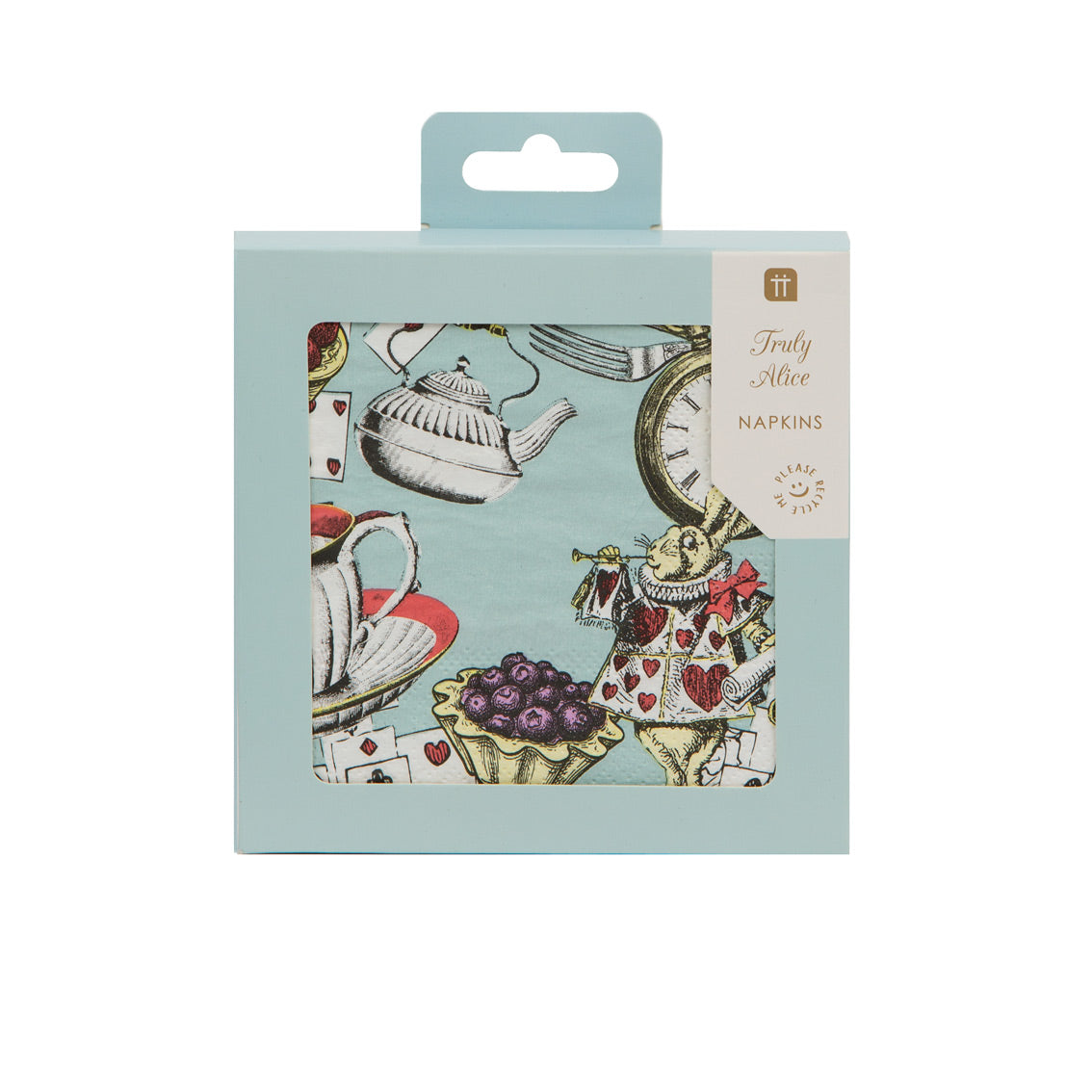 Paper Cocktail Napkins: 20 x Alice in Wonderland Blue Cocktail Napkins - Image 3