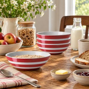 Breakfast Bowl: 17cm Cereal Bowl Cornishware Red, Ceramic