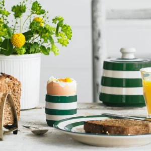 Egg Cup Set: 4 x Straight Sided Egg Cups Cornishware, Adder Green