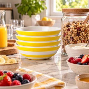 Breakfast Bowl: 17cm Cereal Bowl Cornishware Yellow, Ceramic